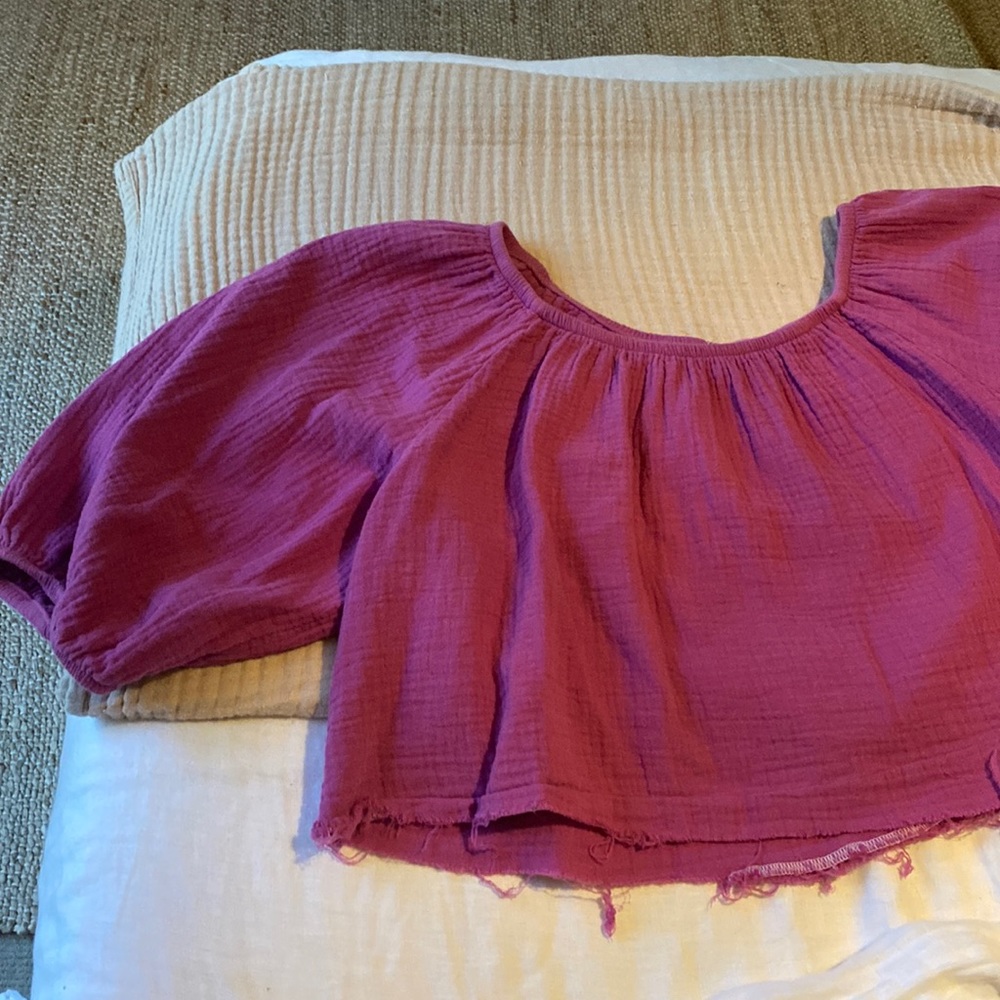 Pink gauze crop top target